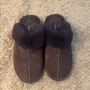 Auswool Australia Brown Leather Aussie Sheepskin Unisex Brown Slippers Size 12